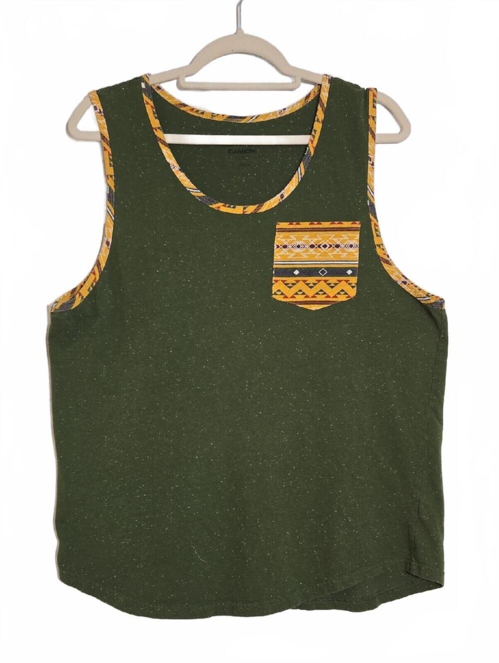 Carbon Olive Green T-shirt Size Large Yellow Accent